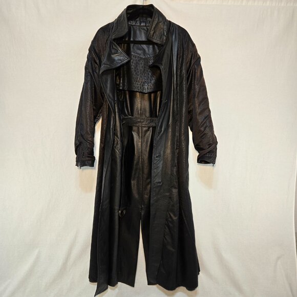 G-III Whimsigoth Grunge Fairy Mystery Black Leather Trench Coat Size M LIKE NEW! - Picture 6 of 16